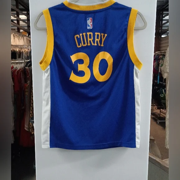 adidas Blue and Yellow Golden State Warriors Kids Jersey - Picture 1 of 12